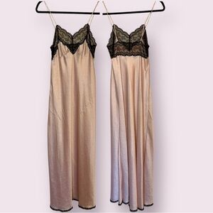 Vintage Christian Dior Maxi Slip Dress Union Label 1980’s Pink Black Polka Dots